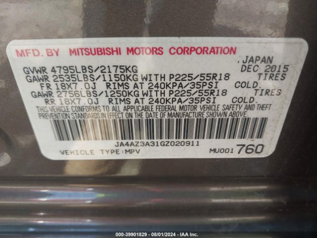 Photo 8 VIN: JA4AZ3A31GZ020911 - MITSUBISHI OUTLANDER 