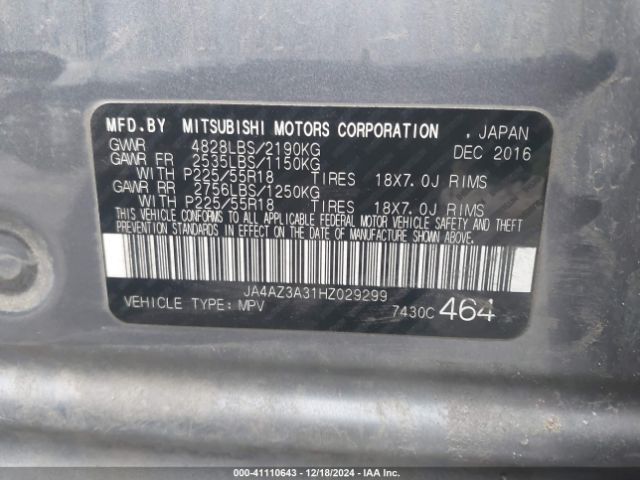 Photo 8 VIN: JA4AZ3A31HZ029299 - MITSUBISHI OUTLANDER 