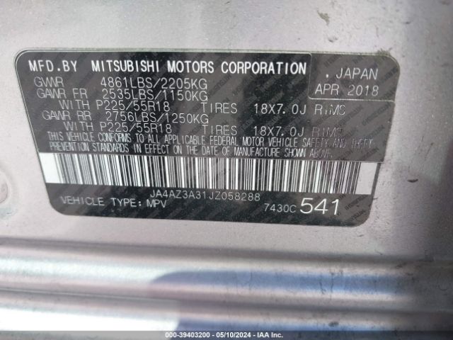 Photo 8 VIN: JA4AZ3A31JZ058288 - MITSUBISHI OUTLANDER 