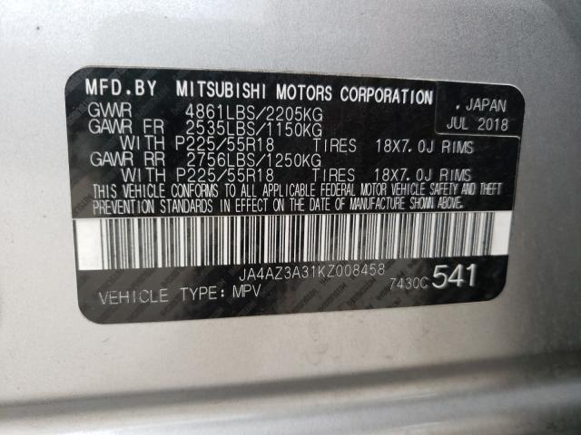 Photo 9 VIN: JA4AZ3A31KZ008458 - MITSUBISHI OUTLANDER 