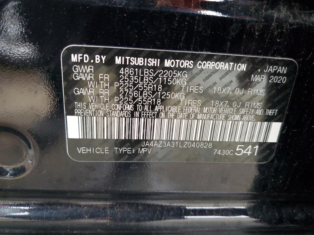 Photo 12 VIN: JA4AZ3A31LZ040828 - MITSUBISHI OUTLANDER 