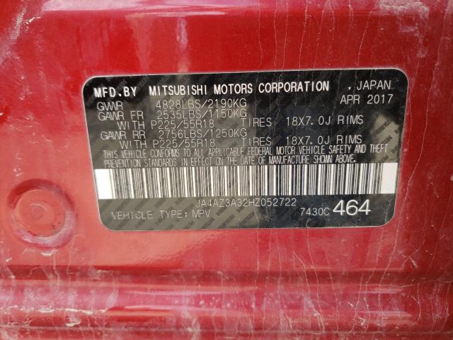 Photo 9 VIN: JA4AZ3A32HZ052722 - MITSUBISHI OUTLANDER 