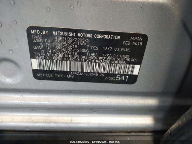 Photo 8 VIN: JA4AZ3A32JZ049129 - MITSUBISHI OUTLANDER 