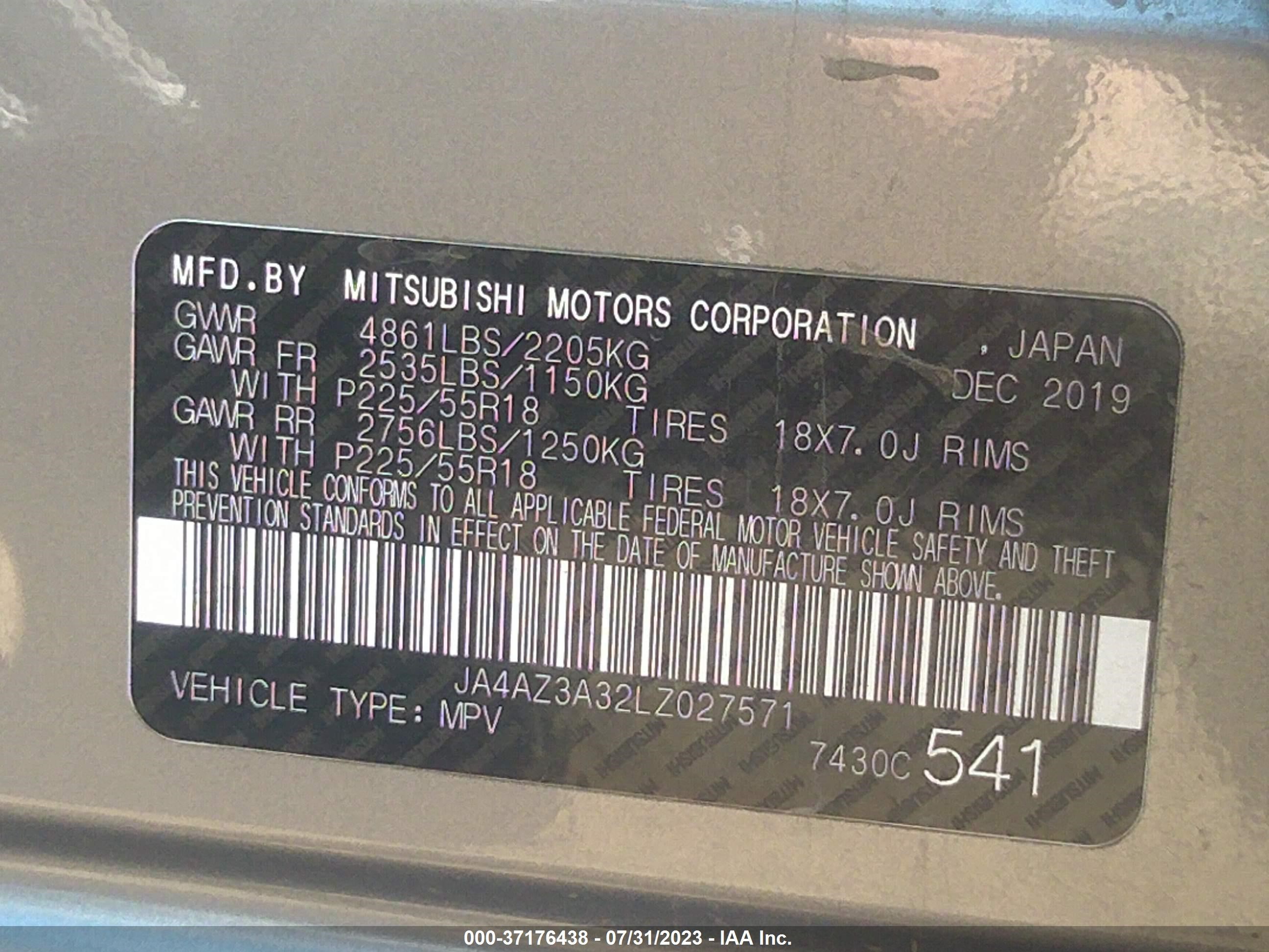 Photo 8 VIN: JA4AZ3A32LZ027571 - MITSUBISHI OUTLANDER 