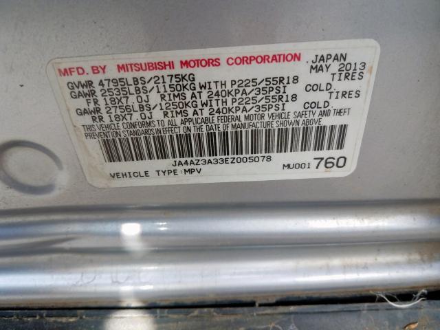 Photo 9 VIN: JA4AZ3A33EZ005078 - MITSUBISHI OUTLANDER 