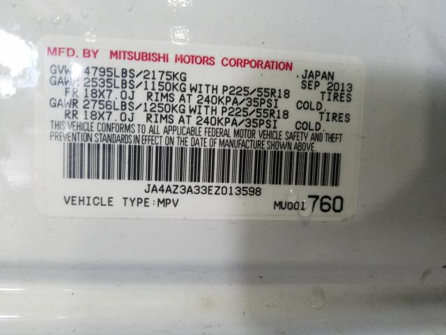 Photo 9 VIN: JA4AZ3A33EZ013598 - MITSUBISHI OUTLANDER 