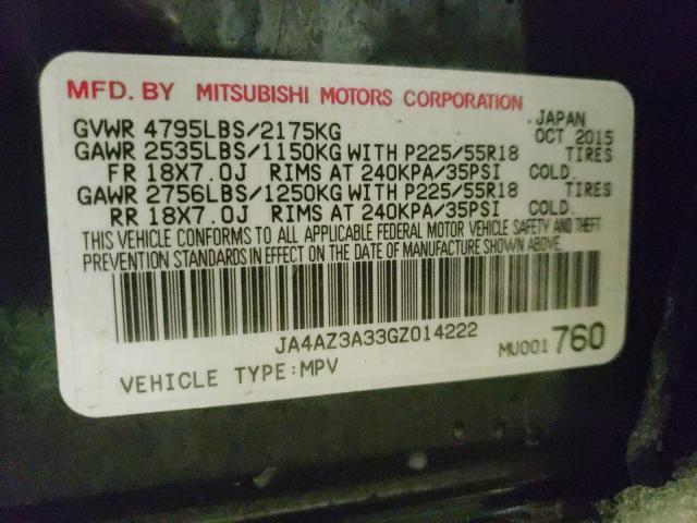 Photo 9 VIN: JA4AZ3A33GZ014222 - MITSUBISHI OUTLANDER 