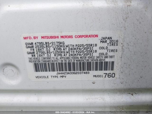 Photo 8 VIN: JA4AZ3A33GZ037483 - MITSUBISHI OUTLANDER 