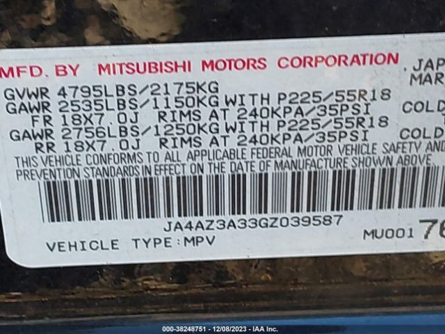 Photo 8 VIN: JA4AZ3A33GZ039587 - MITSUBISHI OUTLANDER 