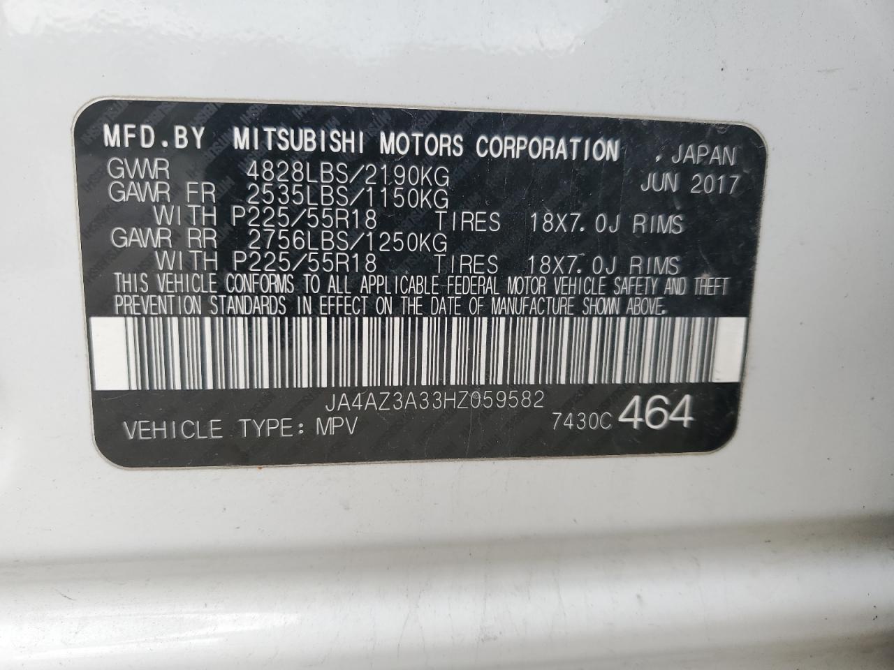 Photo 12 VIN: JA4AZ3A33HZ059582 - MITSUBISHI OUTLANDER 