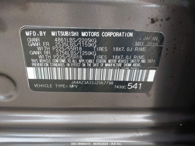 Photo 8 VIN: JA4AZ3A33JZ067798 - MITSUBISHI OUTLANDER 