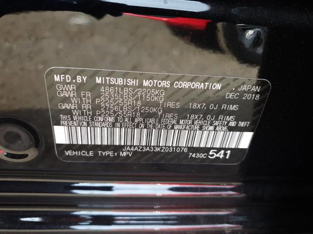 Photo 9 VIN: JA4AZ3A33KZ031076 - MITSUBISHI OUTLANDER 