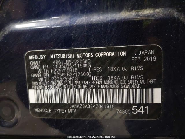 Photo 8 VIN: JA4AZ3A33KZ041915 - MITSUBISHI OUTLANDER 