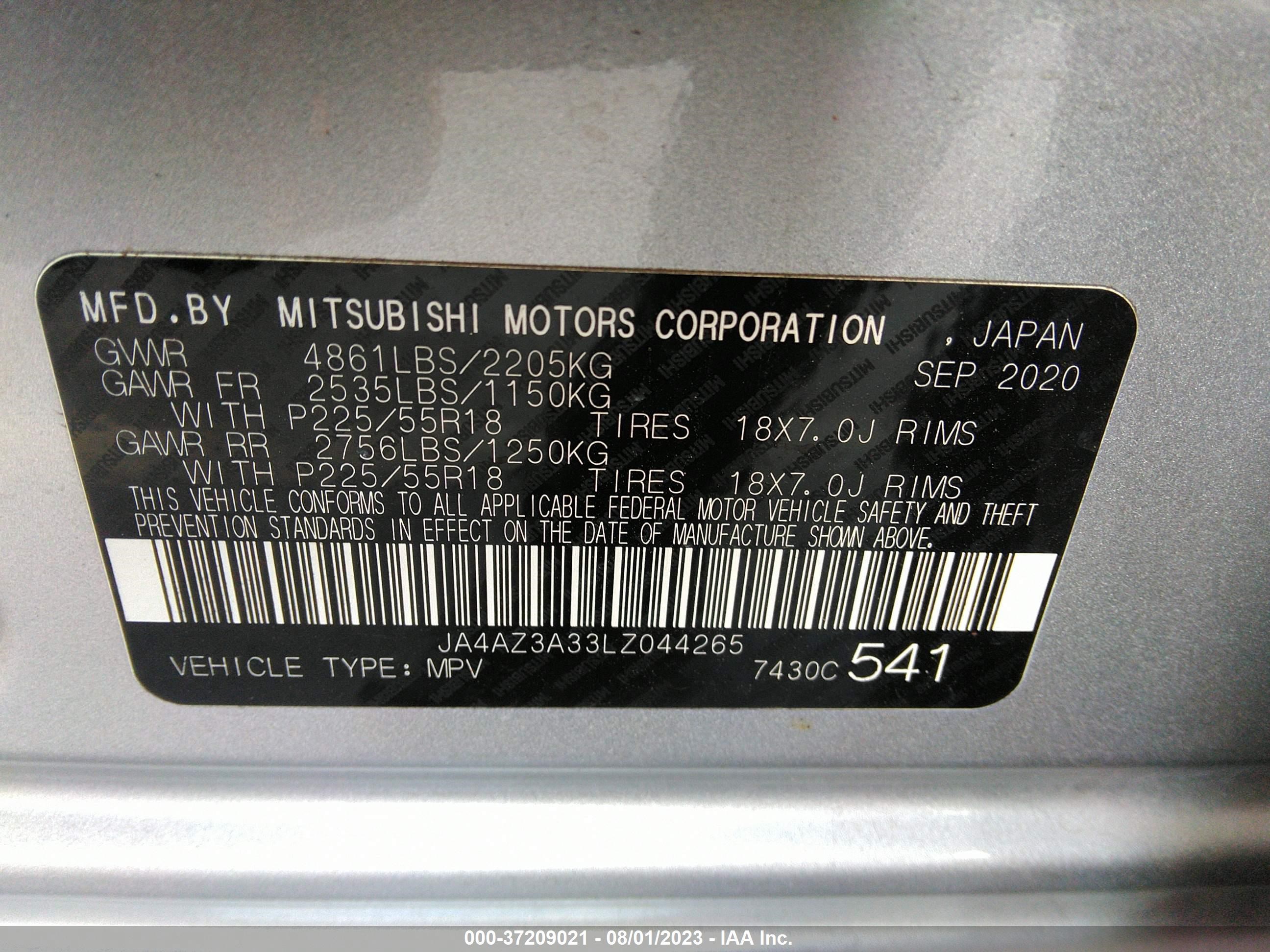 Photo 8 VIN: JA4AZ3A33LZ044265 - MITSUBISHI OUTLANDER 