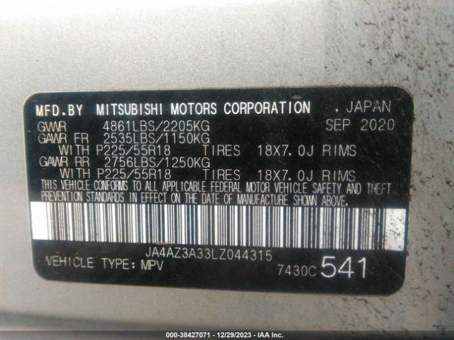 Photo 8 VIN: JA4AZ3A33LZ044315 - MITSUBISHI OUTLANDER 