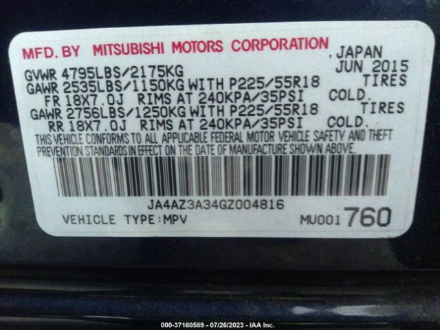 Photo 8 VIN: JA4AZ3A34GZ004816 - MITSUBISHI OUTLANDER 