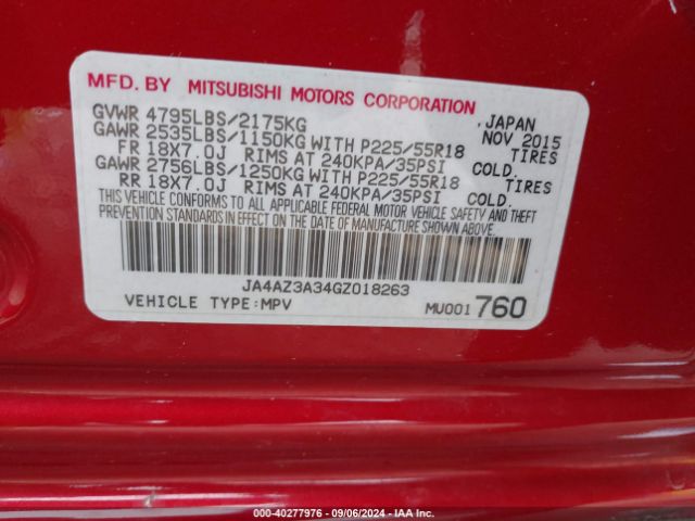 Photo 8 VIN: JA4AZ3A34GZ018263 - MITSUBISHI OUTLANDER 