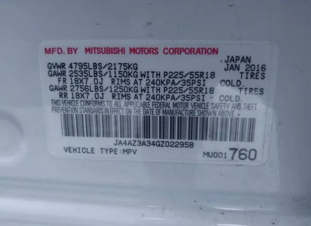 Photo 8 VIN: JA4AZ3A34GZ022958 - MITSUBISHI OUTLANDER 