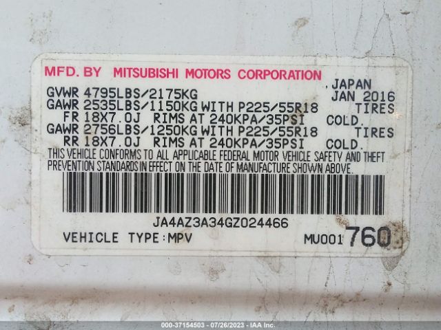 Photo 8 VIN: JA4AZ3A34GZ024466 - MITSUBISHI OUTLANDER 