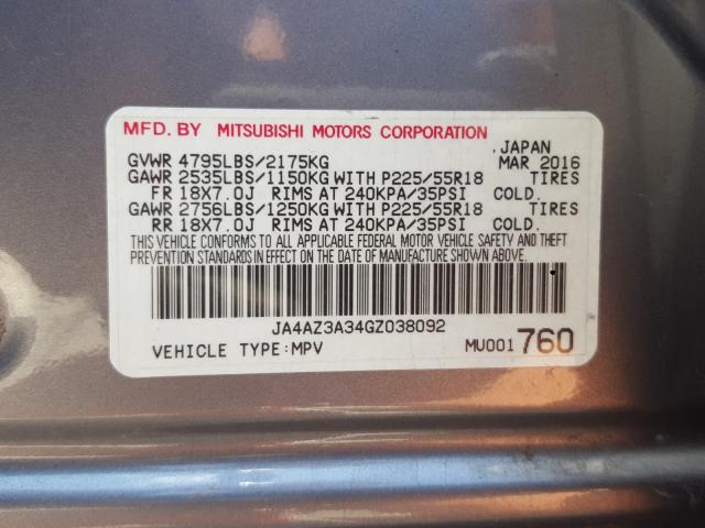 Photo 9 VIN: JA4AZ3A34GZ038092 - MITSUBISHI OUTLANDER 