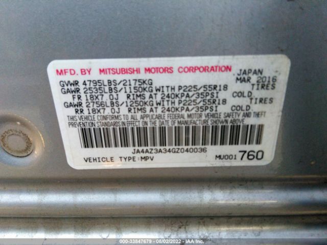 Photo 8 VIN: JA4AZ3A34GZ040036 - MITSUBISHI OUTLANDER 