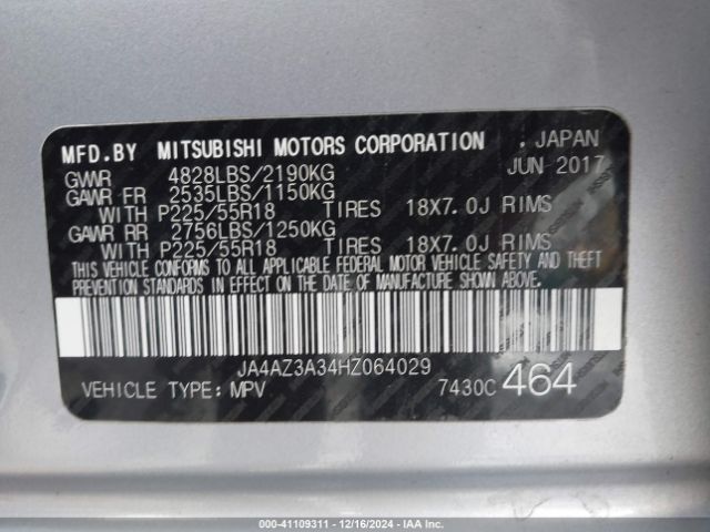 Photo 8 VIN: JA4AZ3A34HZ064029 - MITSUBISHI OUTLANDER 