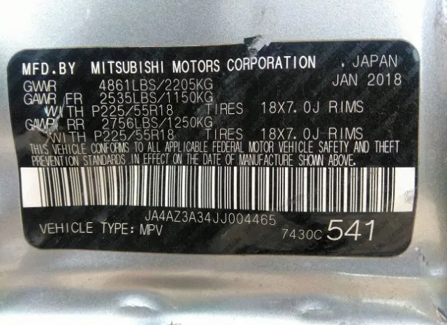 Photo 8 VIN: JA4AZ3A34JJ004465 - MITSUBISHI OUTLANDER 