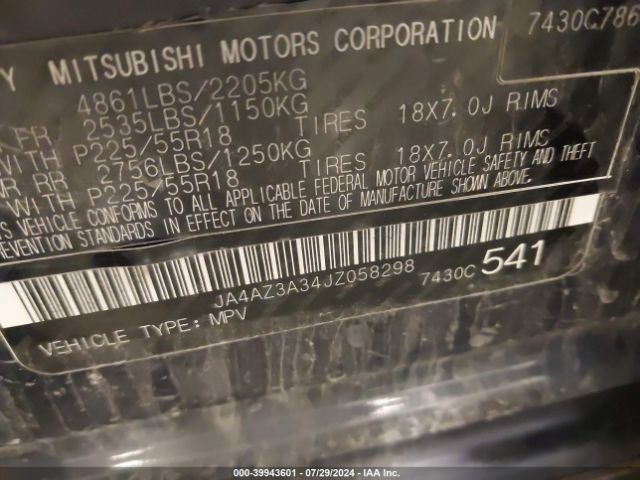 Photo 8 VIN: JA4AZ3A34JZ058298 - MITSUBISHI OUTLANDER 