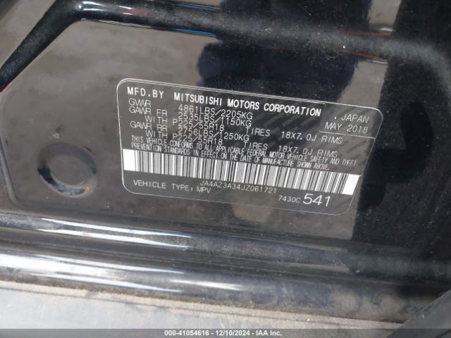 Photo 8 VIN: JA4AZ3A34JZ061721 - MITSUBISHI OUTLANDER 