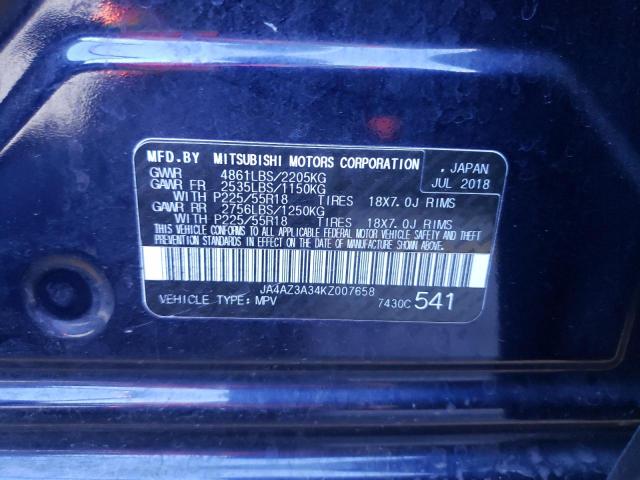 Photo 9 VIN: JA4AZ3A34KZ007658 - MITSUBISHI OUTLANDER 