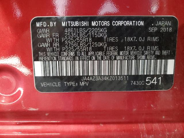 Photo 12 VIN: JA4AZ3A34KZ013511 - MITSUBISHI OUTLANDER 