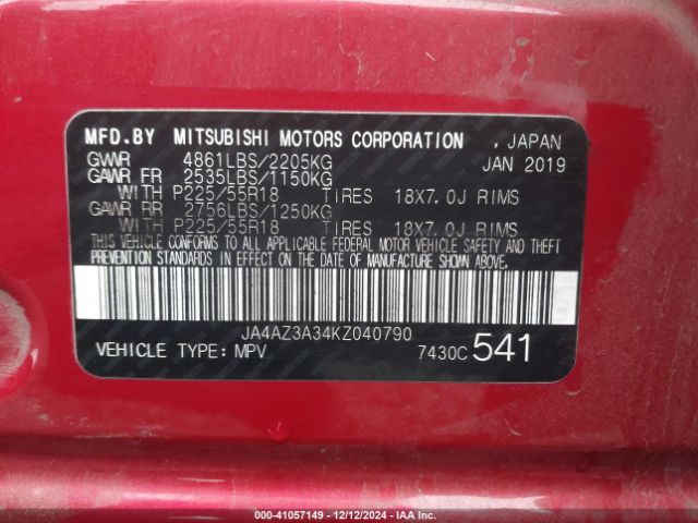 Photo 8 VIN: JA4AZ3A34KZ040790 - MITSUBISHI OUTLANDER 