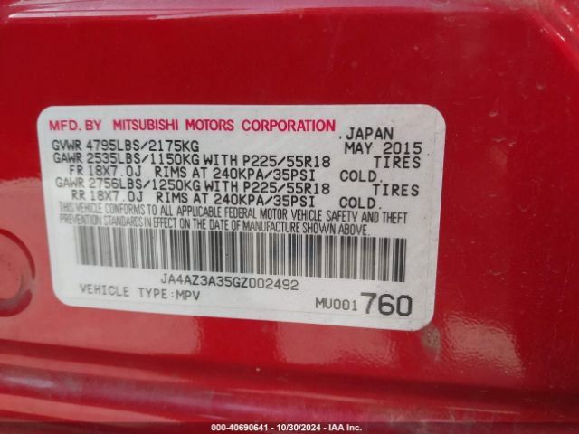 Photo 8 VIN: JA4AZ3A35GZ002492 - MITSUBISHI OUTLANDER 