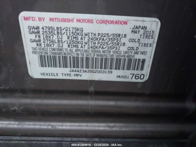 Photo 8 VIN: JA4AZ3A35GZ003139 - MITSUBISHI OUTLANDER 