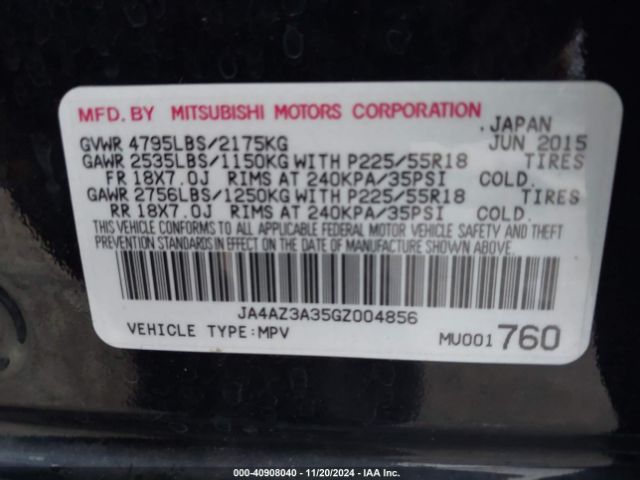 Photo 8 VIN: JA4AZ3A35GZ004856 - MITSUBISHI OUTLANDER 