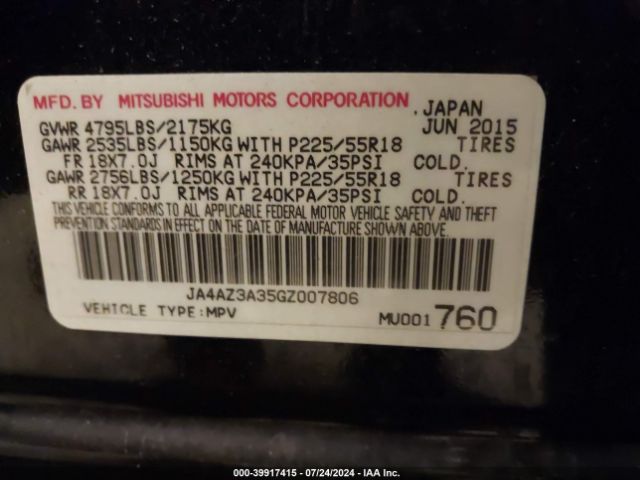 Photo 8 VIN: JA4AZ3A35GZ007806 - MITSUBISHI OUTLANDER 