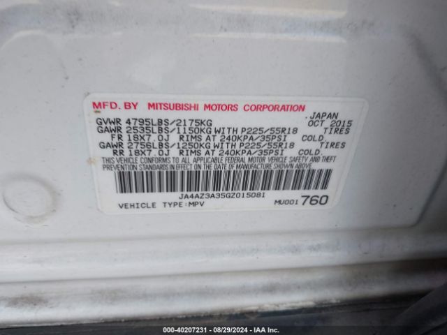 Photo 8 VIN: JA4AZ3A35GZ015081 - MITSUBISHI OUTLANDER 