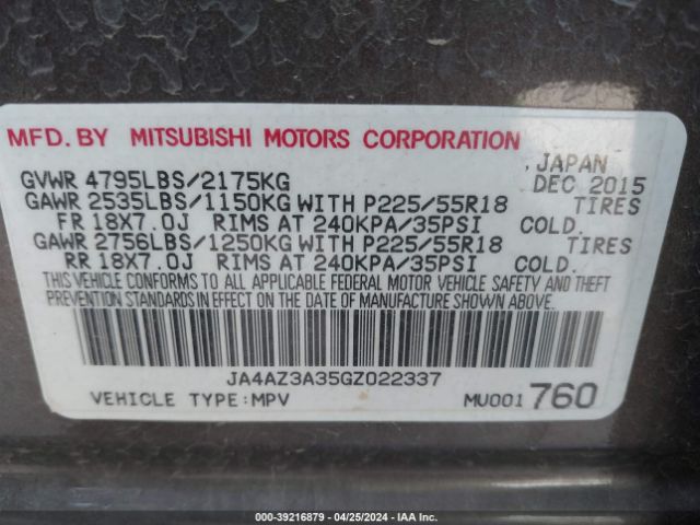 Photo 8 VIN: JA4AZ3A35GZ022337 - MITSUBISHI OUTLANDER 