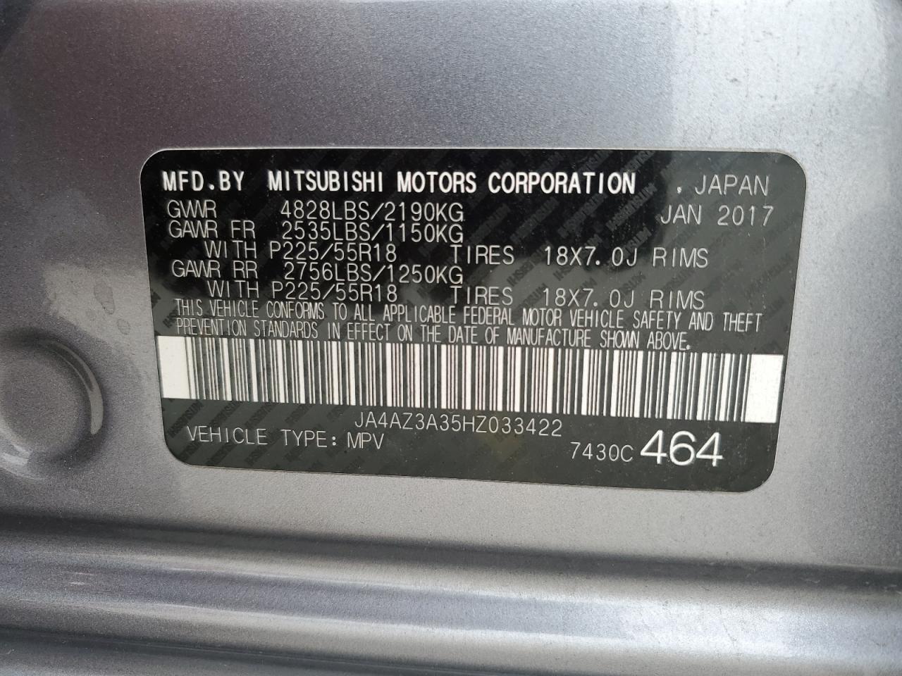 Photo 12 VIN: JA4AZ3A35HZ033422 - MITSUBISHI OUTLANDER 