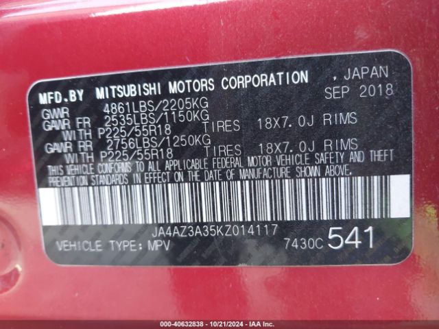 Photo 8 VIN: JA4AZ3A35KZ014117 - MITSUBISHI OUTLANDER 