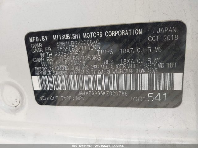 Photo 8 VIN: JA4AZ3A35KZ020788 - MITSUBISHI OUTLANDER 