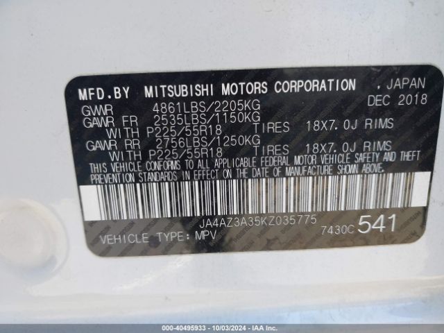 Photo 8 VIN: JA4AZ3A35KZ035775 - MITSUBISHI OUTLANDER 