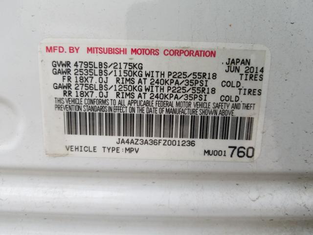 Photo 9 VIN: JA4AZ3A36FZ001236 - MITSUBISHI OUTLANDER 