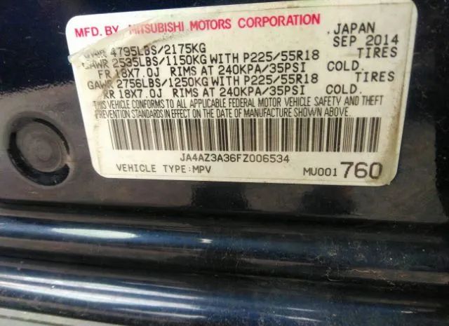 Photo 8 VIN: JA4AZ3A36FZ006534 - MITSUBISHI OUTLANDER 