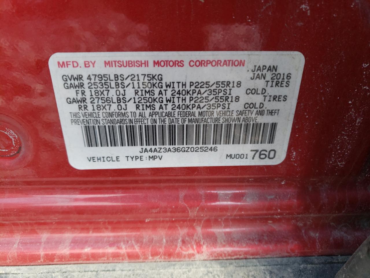 Photo 11 VIN: JA4AZ3A36GZ025246 - MITSUBISHI OUTLANDER 