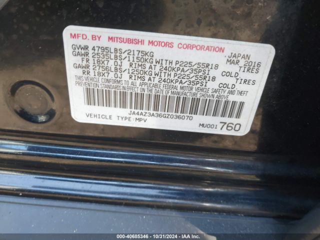 Photo 8 VIN: JA4AZ3A36GZ036070 - MITSUBISHI OUTLANDER 