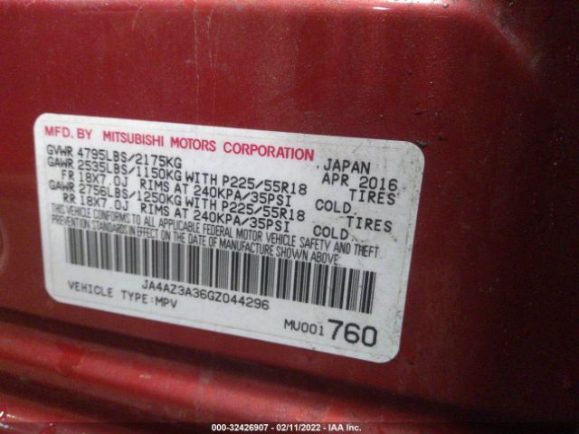 Photo 8 VIN: JA4AZ3A36GZ044296 - MITSUBISHI OUTLANDER 