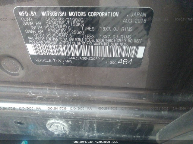 Photo 8 VIN: JA4AZ3A36HZ003216 - MITSUBISHI OUTLANDER 