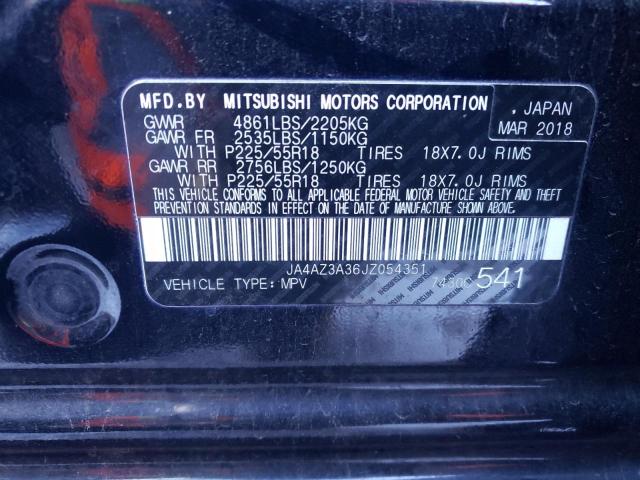 Photo 9 VIN: JA4AZ3A36JZ054351 - MITSUBISHI OUTLANDER 