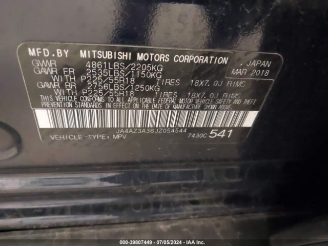 Photo 8 VIN: JA4AZ3A36JZ054544 - MITSUBISHI OUTLANDER 